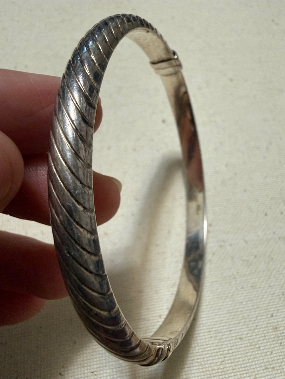 Sterling Silver 925 Italy Milor Textured Bangle Bracelet